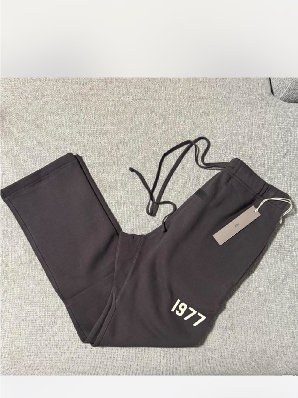 Essentials Black Sweatpants with 1977 Print